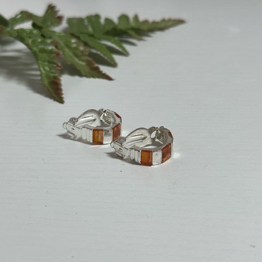 Orange Clip On Earrings